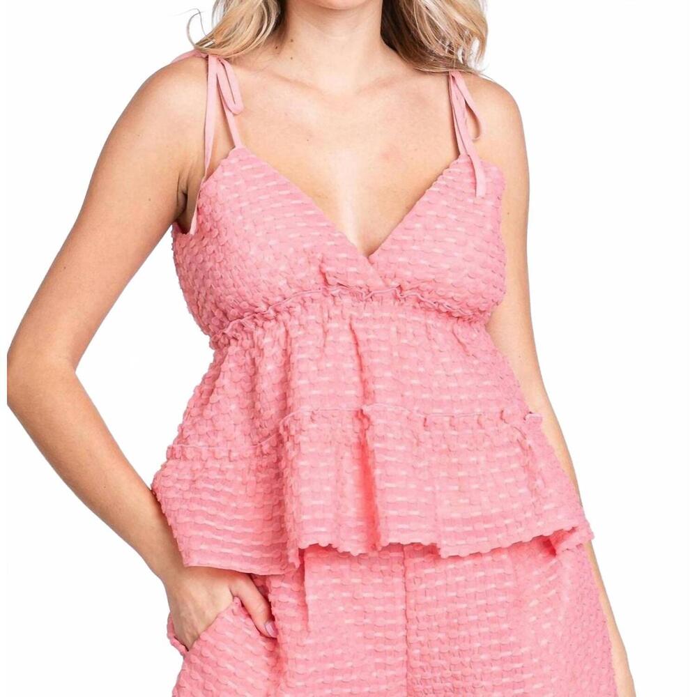 NEW GEEGEE textured cami top in pink